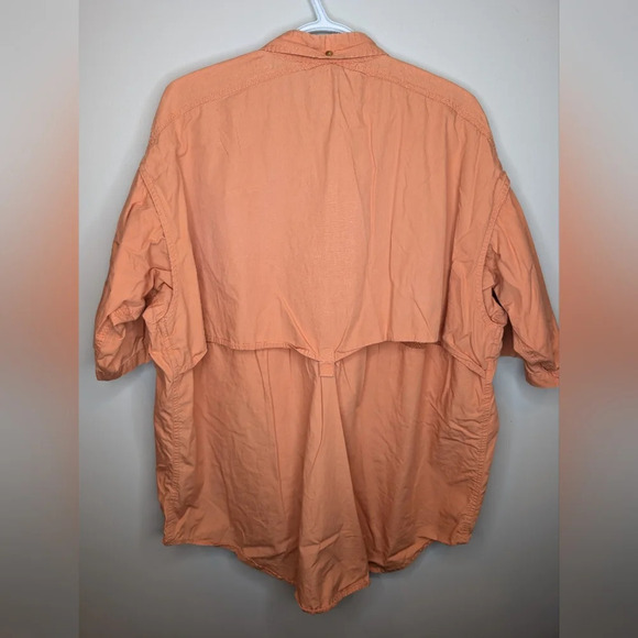 Cabela's Mens Orange Short Sleeve Button Down Fishing Shirt w/ Pockets XL Reg - Picture 2 of 11